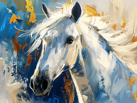 骏马肖像3D立体浮雕背景墙 
