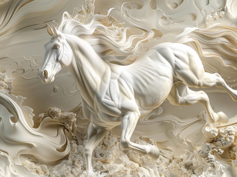  骏马肖像3D立体浮雕背景墙 
