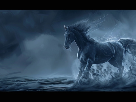  骏马肖像3D立体浮雕背景墙 