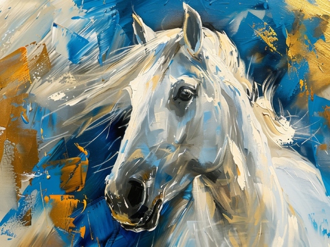  骏马肖像3D立体浮雕背景墙 