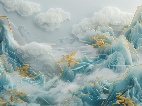  新中式山水国风背景 