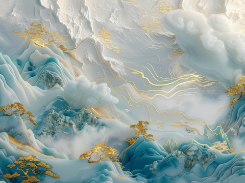  新中式山水国风背景 