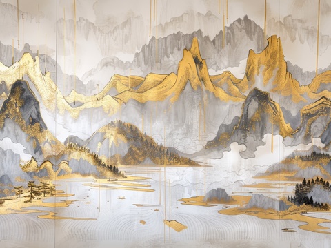  新中式山水国风背景 