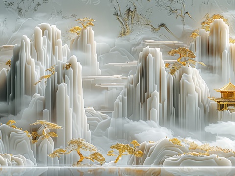  新中式山水国风背景 