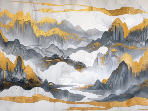  新中式山水国风背景 