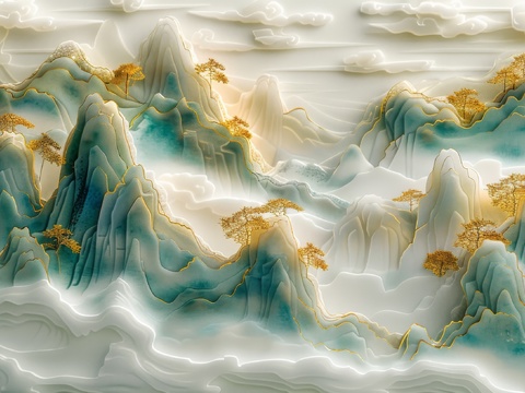  新中式山水国风背景 