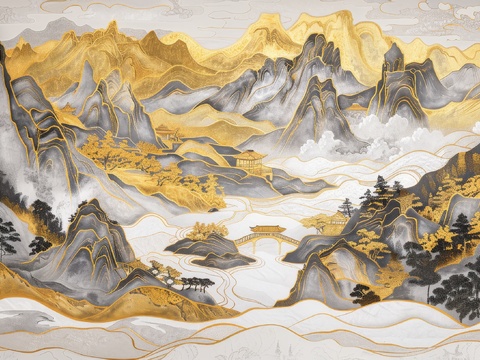  新中式山水国风背景 