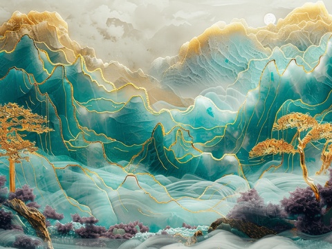  新中式山水国风背景 