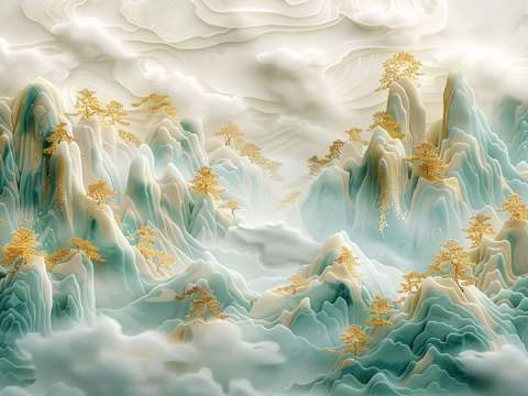  新中式山水国风背景 