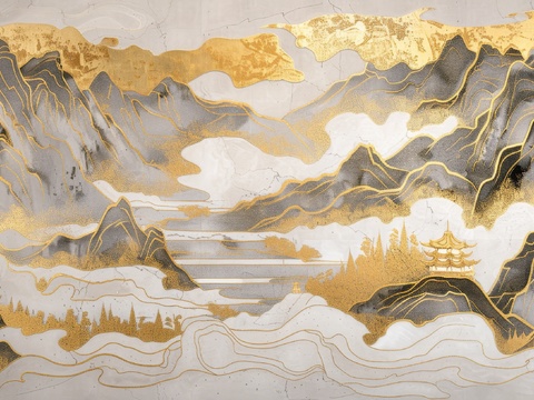  新中式山水国风背景 