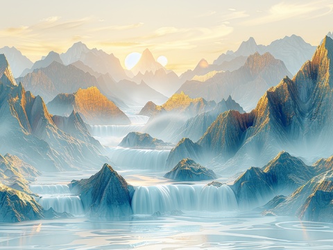  新中式山水国风背景 