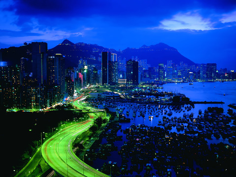  都市城市夜景 外景 