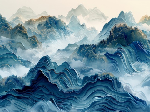  新中式山水国风背景 