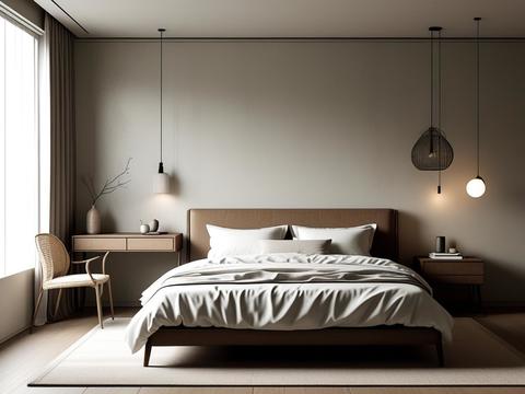  侘寂风卧室背景贴图 