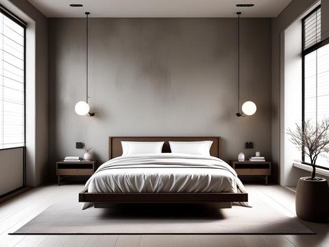  侘寂风卧室背景贴图 