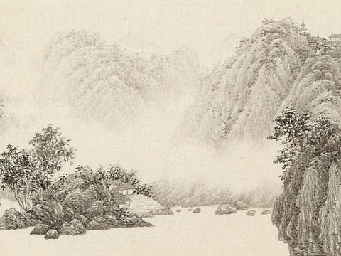  中式山水壁画贴图 