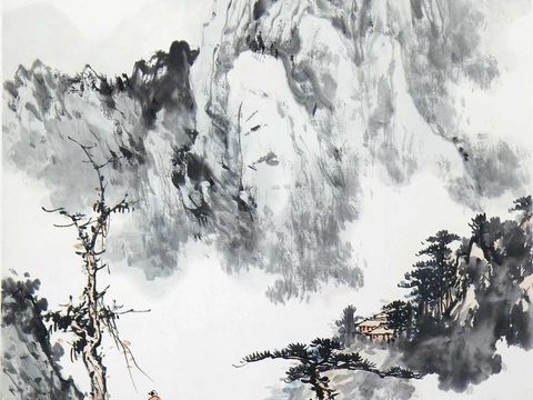  中式水墨山水装饰画贴图 