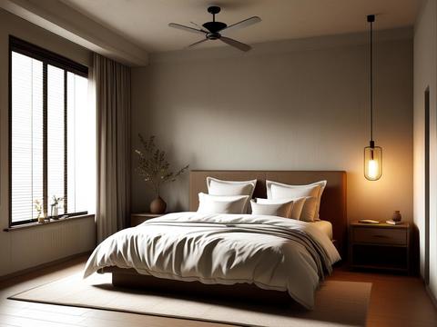  侘寂风卧室背景贴图 