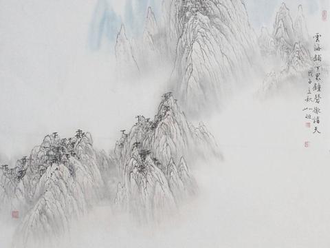  中式山水装饰画贴图 
