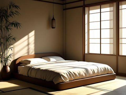  侘寂风卧室背景贴图 