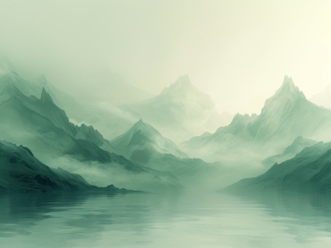  国风山水壁纸壁画 