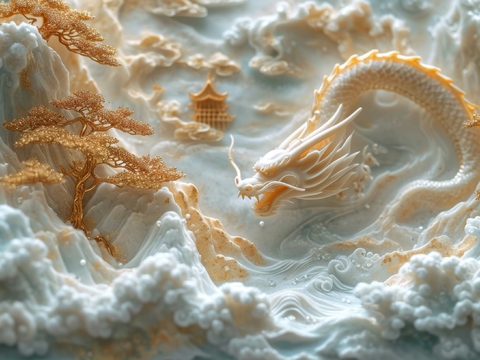  国风山水壁纸壁画 