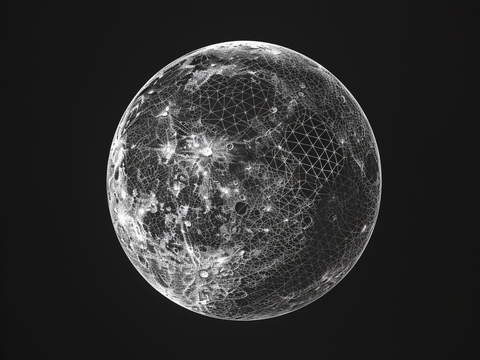  月球灯星球月亮陨石表表面 