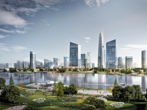  白天城市外景  都市广场贴图  环境贴图 