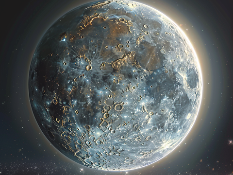  月球灯星球月亮陨石表表面 