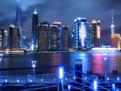  夜晚城市外景  都市广场贴图 