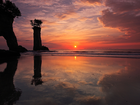  海滩夕阳天空  黄昏天空 天空外景 