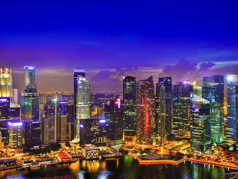  夜晚城市外景  都市广场贴图 