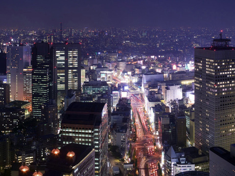  夜晚城市外景  都市广场贴图 