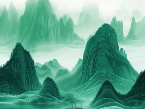  国风山水壁纸壁画 