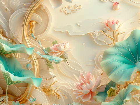  国风山水壁纸壁画 