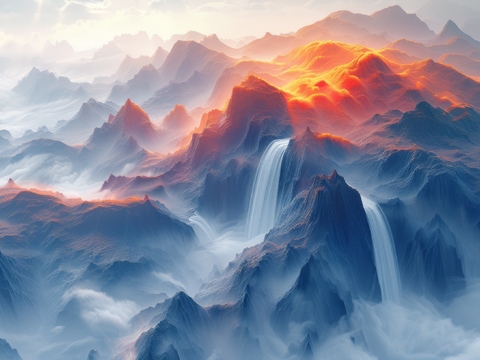  国风山水壁纸壁画 