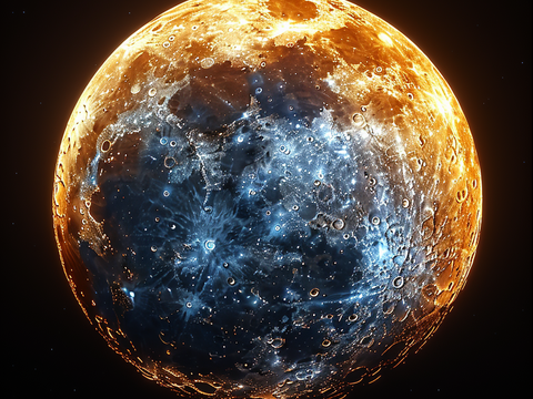  月球灯星球月亮陨石表表面 