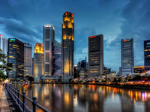  夜晚城市外景  都市广场贴图 
