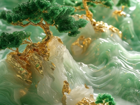  国风山水壁纸壁画 