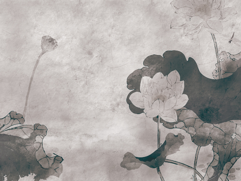  中式山水 水墨 书法字画 