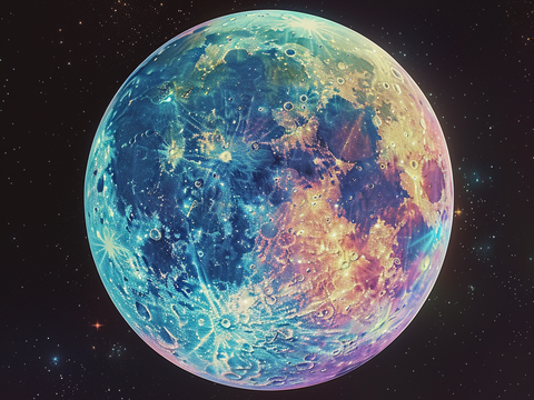  月球灯星球月亮陨石表表面 