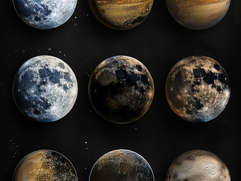  月球灯星球月亮陨石表表面 