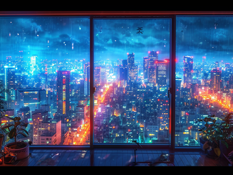  夜晚都市外景 