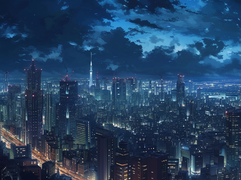  夜晚都市外景 