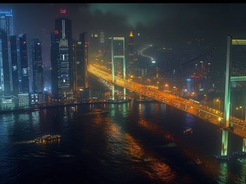  夜晚都市外景 
