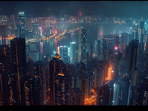  夜晚都市外景 