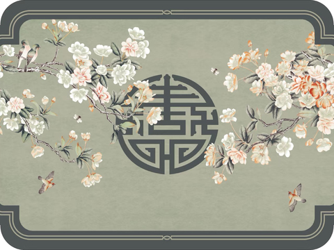  中式花纹入户地毯 
