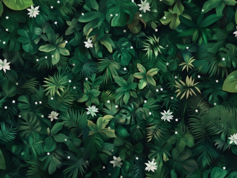  欧式田园热带雨林棕榈植物壁纸壁画 