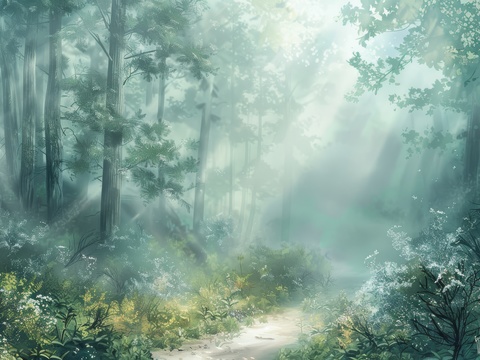  欧式田园热带雨林棕榈植物壁纸壁画 
