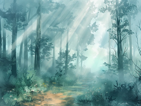  欧式田园热带雨林棕榈植物壁纸壁画 
